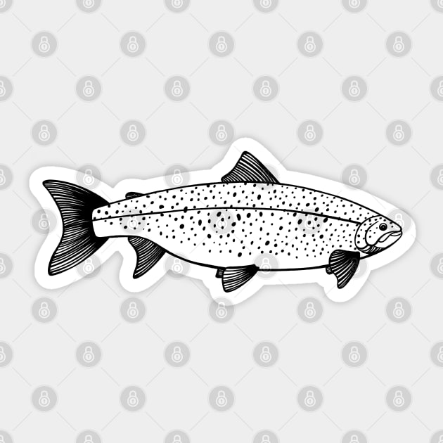 Landlocked Atlantic Salmon Ink Art - cool fish design - light colors Sticker by Green Paladin